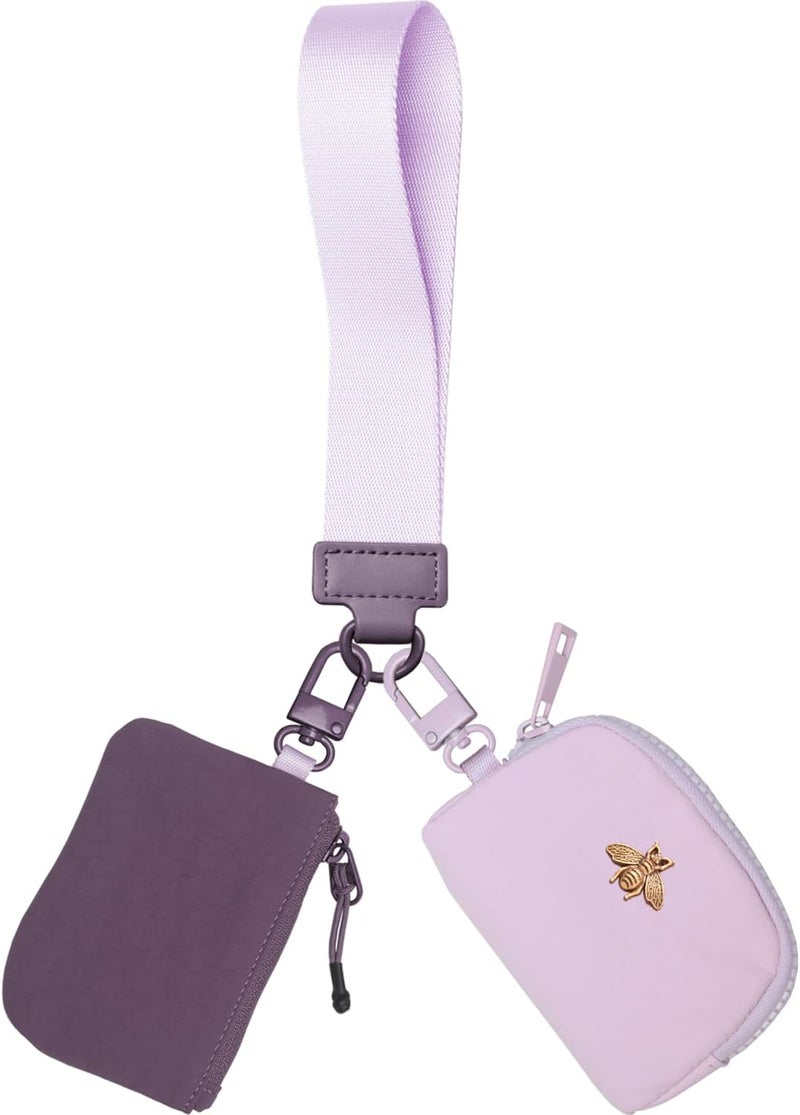 COOLANS Mini Wristlet Wallets Dual Pouch,Around Wristlet Handbag Wallet for Women Zip Cards Holder,Wristlet Bracelet Purse - Image 1
